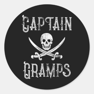 Personalised Boating Pirate Gift Captain Gramps Classic Round Sticker