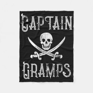 Personalised Boating Pirate Gift Captain Gramps Fleece Blanket