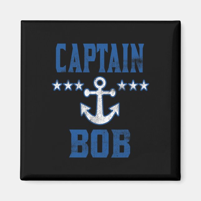 Personalised Boating Vintage Blue Captain Bob Anch Magnet (Front)