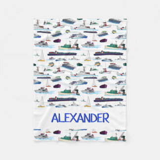 Personalised Boats and Ships Random Pattern Fleece Blanket