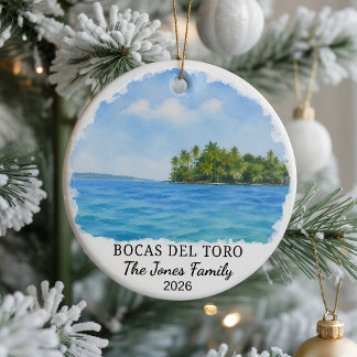 Personalised Bocas Del Toro Ceramic Ornament, Cust Tree Decoration