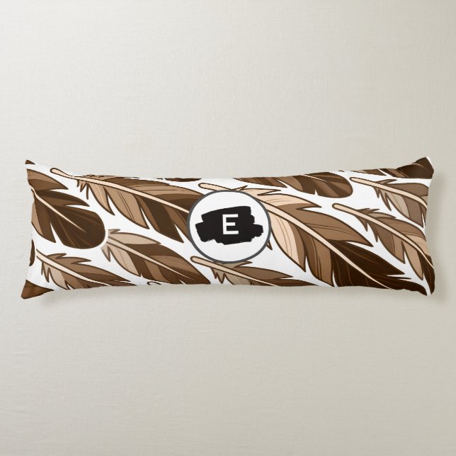 Personalised Body Pillow – Boho Monogram Brown (Front)
