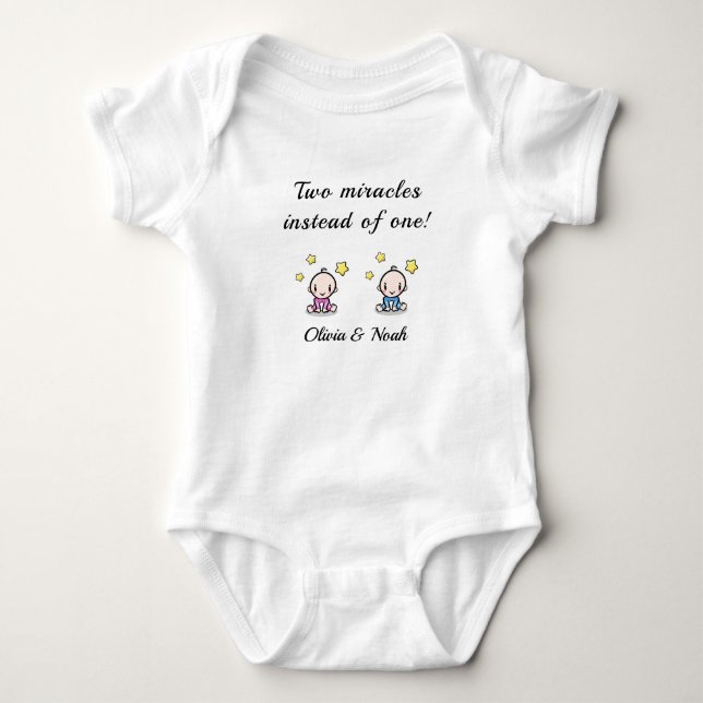 personalised bodysuit for twin babies (Front)