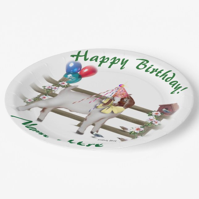 Personalised Boer Goat Birthday Party Plates (Angled)