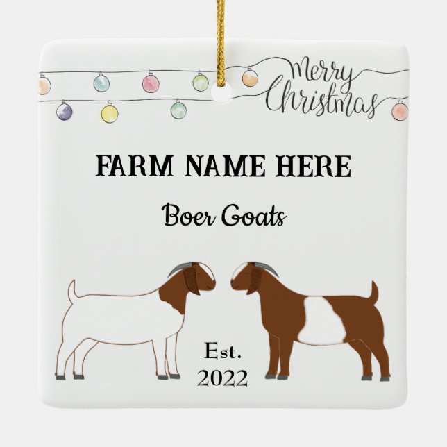 Personalised Boer Goat Farm White Christmas #2 Ceramic Ornament (Back)