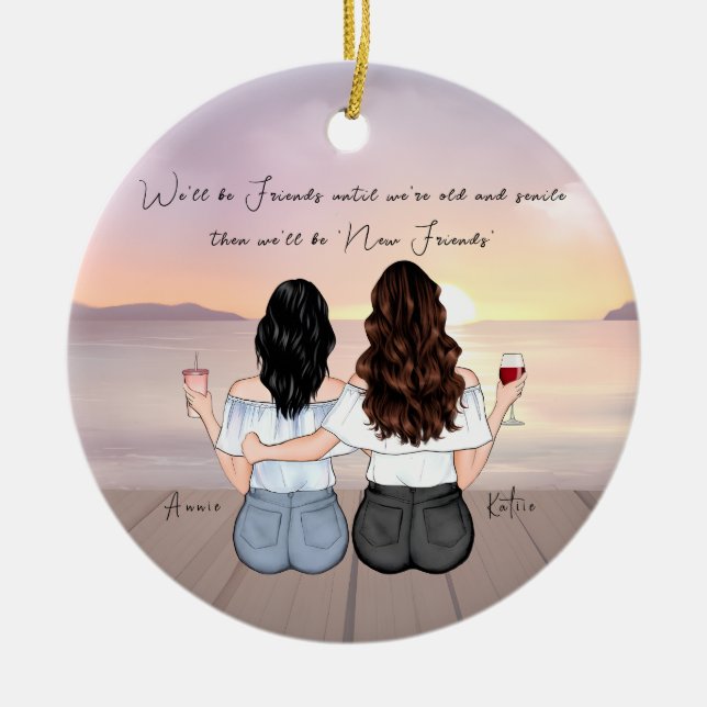 Personalised Bohemian Best Friend Custom Gift  Ceramic Tree Decoration (Front)