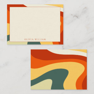 Personalised Boho 70s Groovy Waves Stationery Card