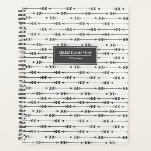 Personalised Boho Arrows Black Ink Drawing 2024 Planner