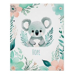 Personalised Boho Baby Poster - Koala Design