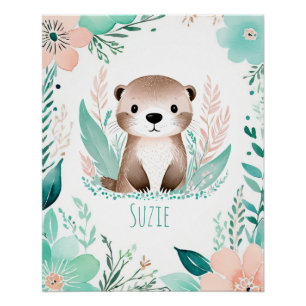 Personalised Boho Baby Poster - Otter Design