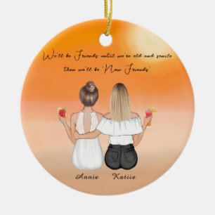 Personalised Boho Best Friend Gift Ceramic Tree Decoration