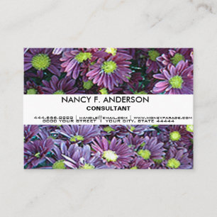 Personalised Boho Black and Purple Daises Floral Business Card