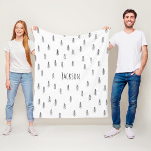 Personalised Boho black and white Fleece Blanket