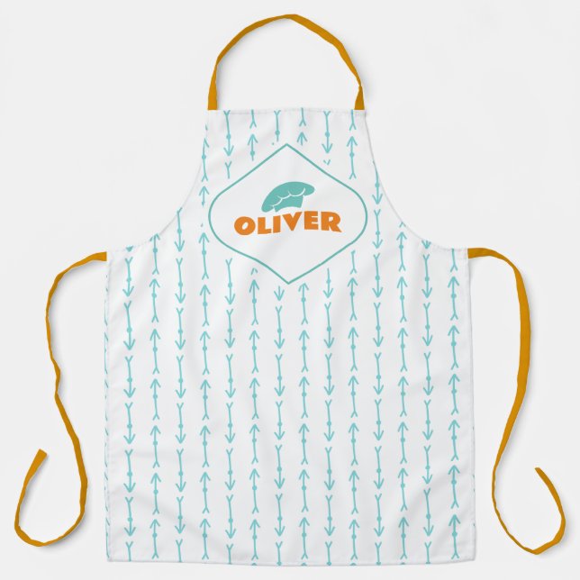 Personalised Boho Blue Arrow Pattern Custom Apron (Front)