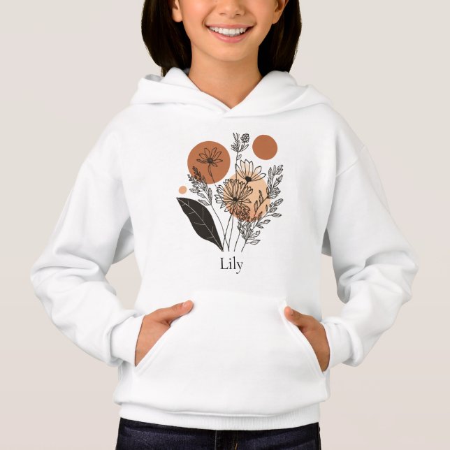 Personalised Boho Botanical Kids Hoodie (Front)