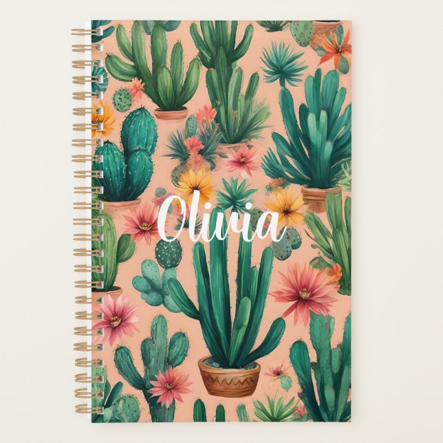 Personalised Boho Cactus Art Print Planner (Front)