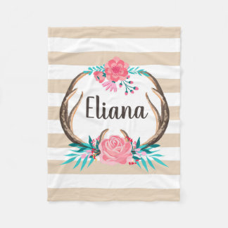 Personalised Boho Chic Antlers Fleece Blanket
