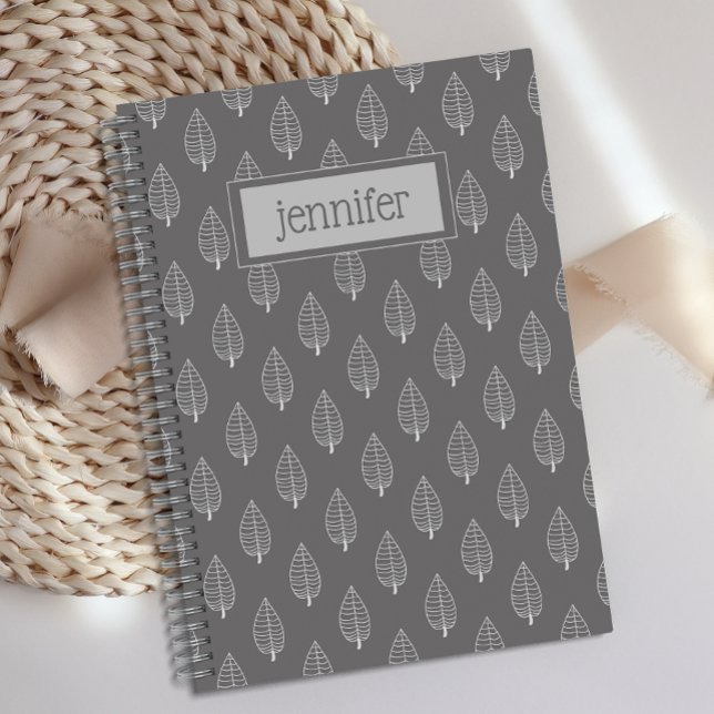 Personalised Boho Dark Grey Leaf Journal  (Creator Uploaded)