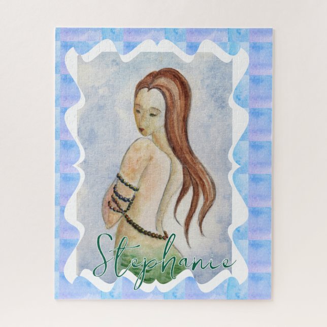 Personalised Boho Fantasy Mermaid Watercolor  Jigsaw Puzzle (Vertical)