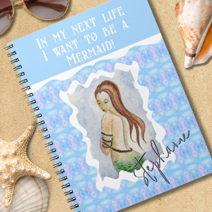 Personalised Boho Fantasy Mermaid Watercolor Notebook