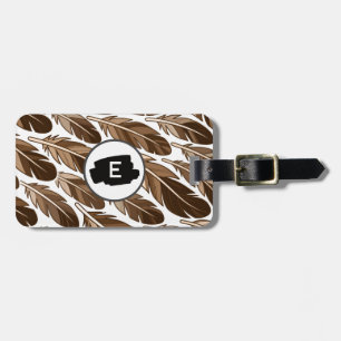 Personalised Boho Feather Monogram Luggage Tag
