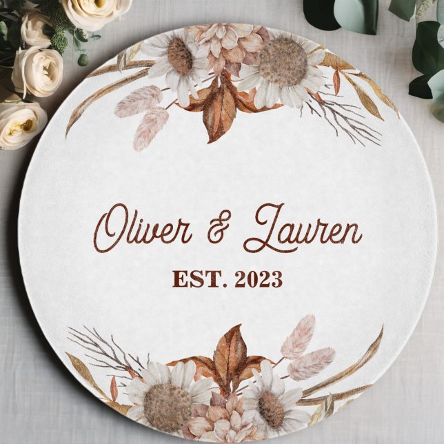 Personalised Boho Floral Cutting Board (Creator Uploaded)