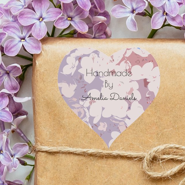 Personalised Boho Floral Handmade  Heart Sticker (Beautiful handmade by stickers personalised to create the perfect finishing touch.)