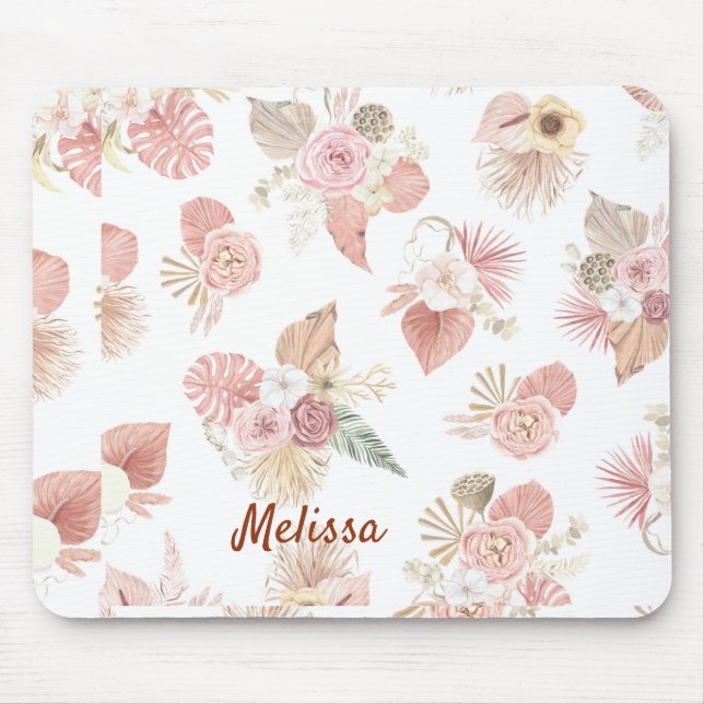 Personalised Boho Florals Mouse Mat (Front)