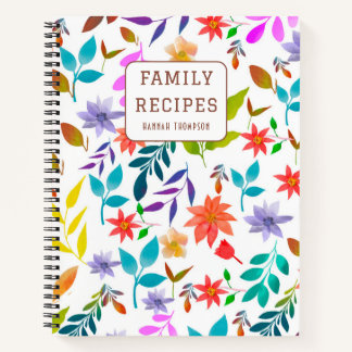 Personalised Boho Flowers Recipes Write your own Notebook