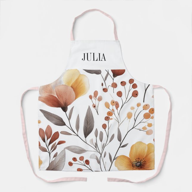 Personalised Boho French Floral Toile Apr Apron (Front)