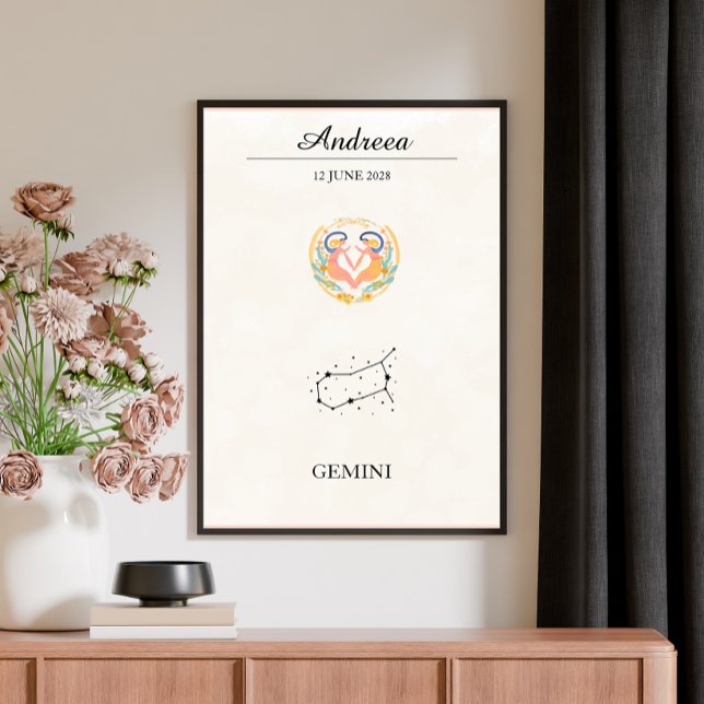 Personalised Boho Gemini Zodiac Constellation Poster (Creator Uploaded)