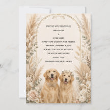 Personalised Boho Golden Retriever Wedding Invitat