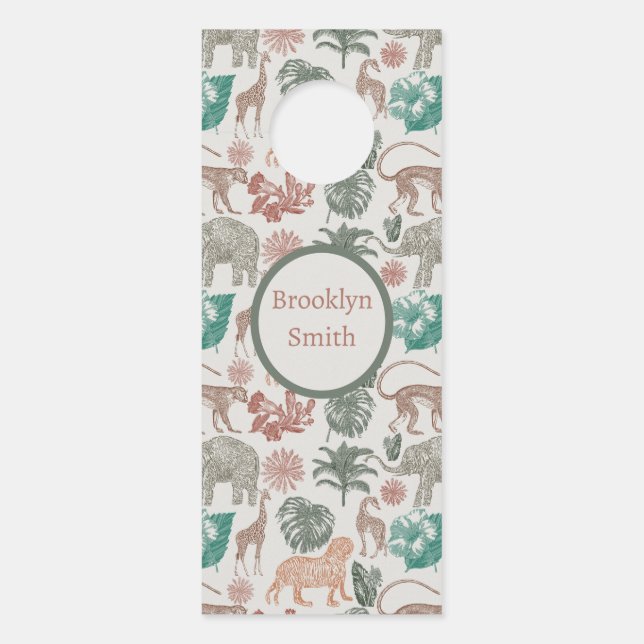 Personalised Boho Jungle Safari  Door Hanger (Front)