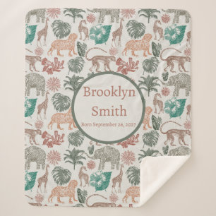 Personalised Boho Jungle Safari Sherpa Blanket