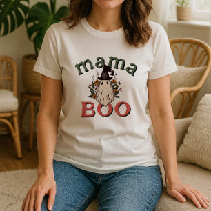 Personalised Boho Mama Boo Cute Ghost Halloween T-Shirt