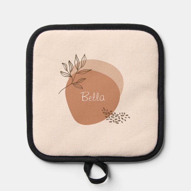 Personalised boho minimalist   pot holder (Front)