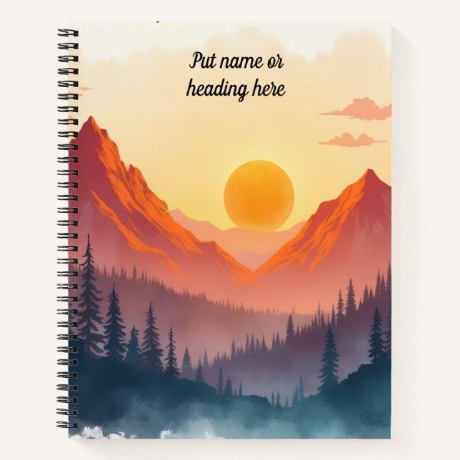 Personalised Boho Mountain Sunset 2 Notebook (Front)