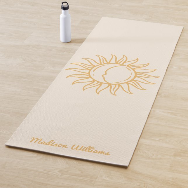  Personalised Boho Mystical Yellow Sun and Moon  Yoga Mat (In Situ)