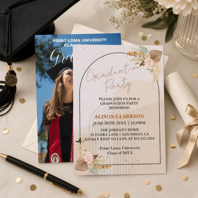 Personalised Boho Pampas Grass Graduation Party Invitation (Creator Uploaded)