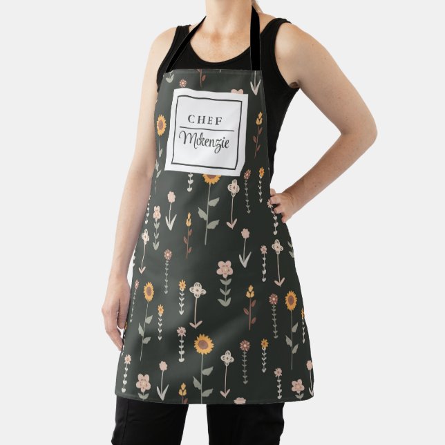 Personalised Boho Pattern Chef Women's Apron (Insitu)