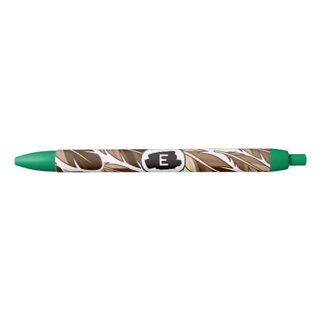 Personalised Boho Pen – Custom Monogram Brown (Front)