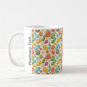 Personalised Boho Pharmacy Tech Flowers & Pill Coffee Mug