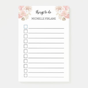 Personalised Boho Pink Florals Post-it Notes