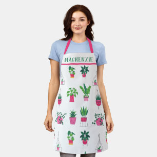 Personalised Boho Plants Pattern Women's Apron