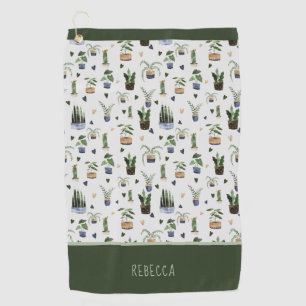 Personalised Boho Potted House Plant Pattern  Golf Towel