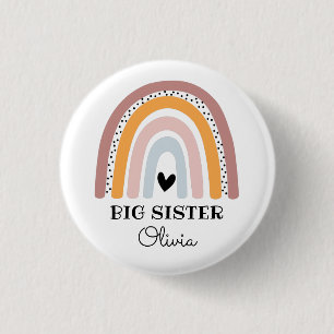 Personalised Boho Rainbow Big Sister 3 Cm Round Badge