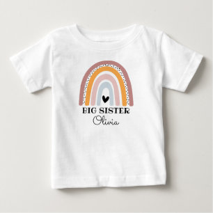 Personalised Boho Rainbow Big Sister Baby T-Shirt