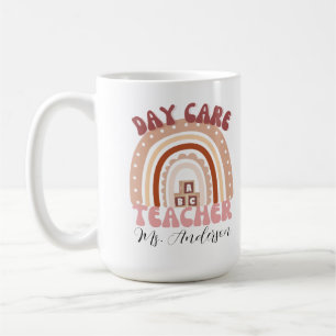 Personalised boho rainbow daycare teacher  coffee mug