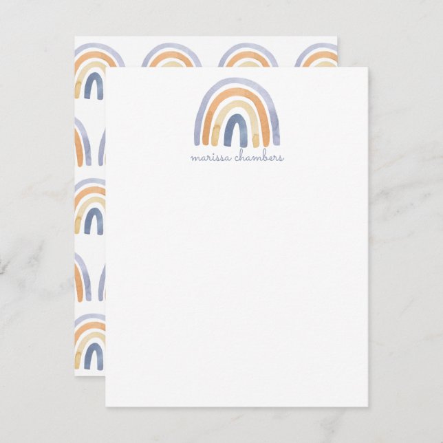 Personalised Boho Rainbow Flat Note Card (Front/Back)