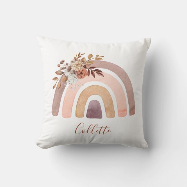 Personalised Boho Rainbow Girl's Room  Cushion (Front)